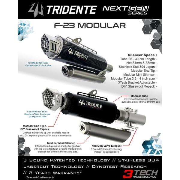 Tridente F23 YAMAHA NMAX125 155 フルエキゾーストマフラー カーボン調 音量3段階調整