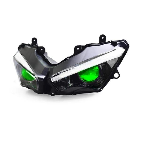 KAWASAKI ZX25R NINJA プロジェクター ヘッドライト デーモンアイ グリーンorブルー ウィンカー内蔵