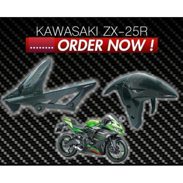 KAWASAKI ZX25R カスタム ウェットカーボン フロントフェンダー＆ギアカバー セット 計2点
