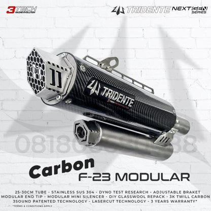 Tridente F23 YAMAHA AEROX 155 フルエキゾーストマフラー カーボン調 音量3段階調整