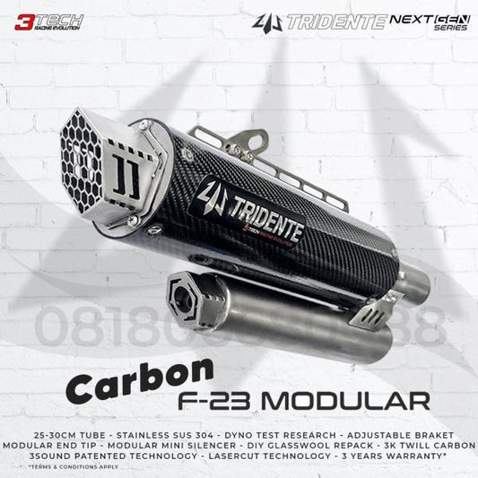 Tridente F23 YAMAHA AEROX 155 フルエキゾーストマフラー カーボン調 音量3段階調整