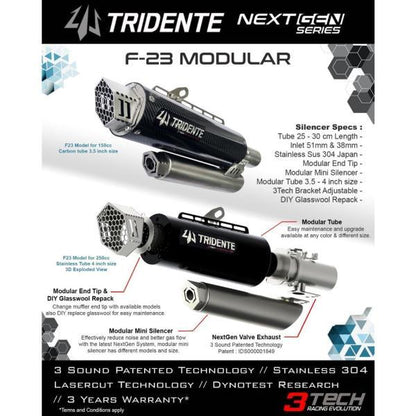 Tridente F23 YAMAHA NMAX125 155 フルエキゾーストマフラー カーボン調 音量3段階調整