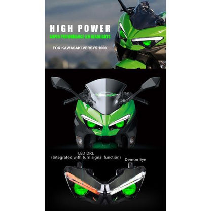 KAWASAKI ZX25R NINJA プロジェクター ヘッドライト デーモンアイ グリーンorブルー ウィンカー内蔵