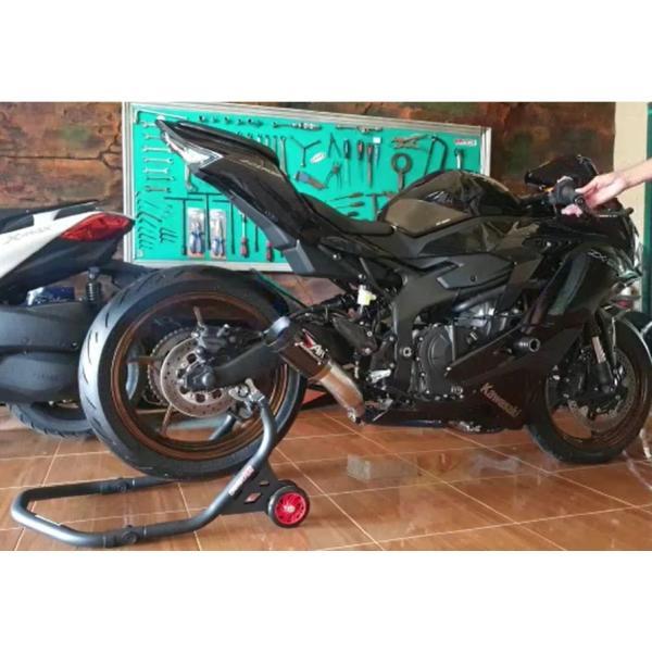 カワサキ ZX-25R（2BK-ZX250E）用 カーボン調 フルエキゾーストマフラー（フルシステム）ブルー／ステンレス