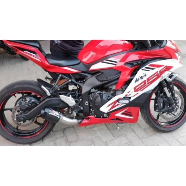 カワサキ ZX-25R（2BK-ZX250E）用 カーボン調 フルエキゾーストマフラー（フルシステム）ブルー／ステンレス